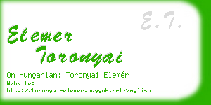 elemer toronyai business card